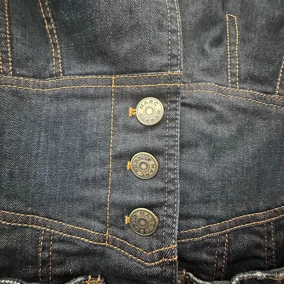 Marc Jacobs Vintage Dark Blue Denim Blazer Jacket Size 12 - Picture 3 of 7
